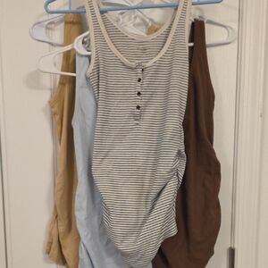 Old Navy Striped and Solid Tank Tops - Cream, Blue, Brown